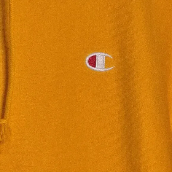 Champion Reverse Weave Hoodie C Gold Yellow Unisex Pullover Sweatshirt Large - Picture 10 of 12